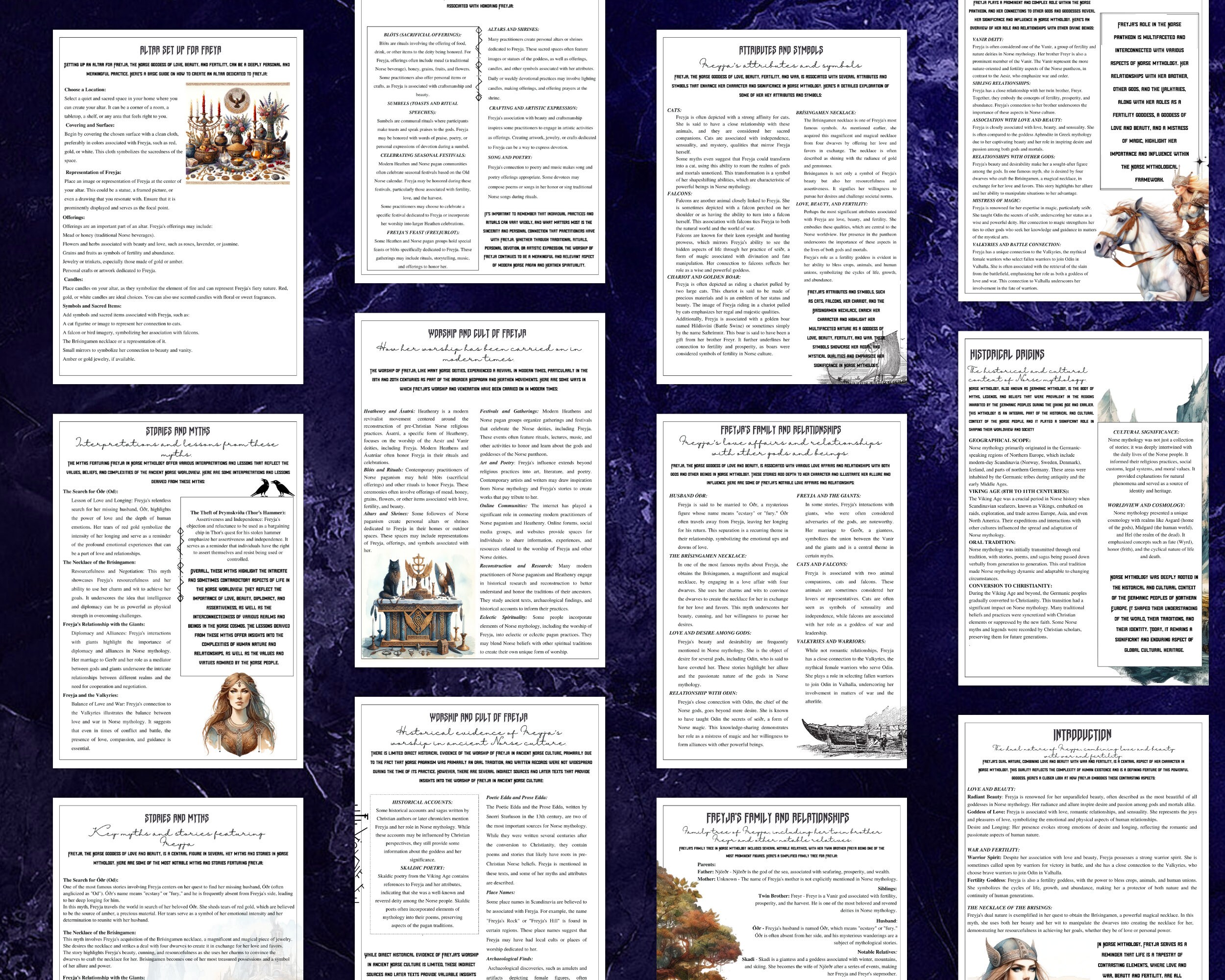 Printable Norse Mythology Set Freyja 20 Pages A4 Size Printable ...