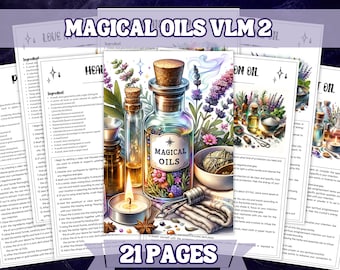 Magical Oil Blend Recipes , 21 Pages  in A4 Paper Size ,Printable Grimoire Pages and Book Of Shadow Pages