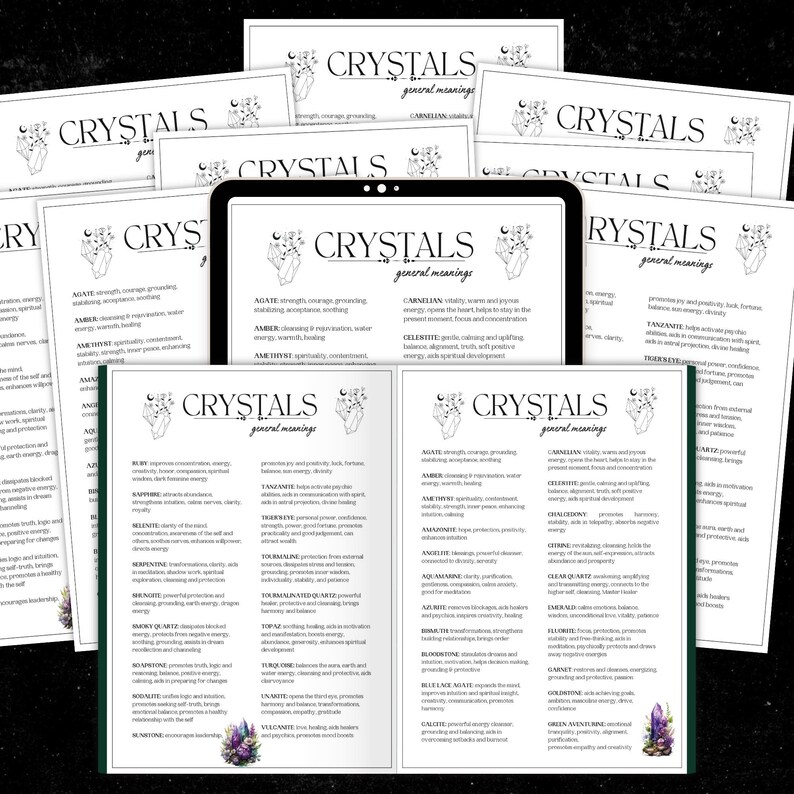 Crystal Meanings Quick Guide | Grimoire Reference (printable Download ...