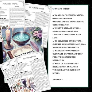 Forgiveness Spells Set | Healing Rituals, Grimoire Pages (Digital Download) image 4