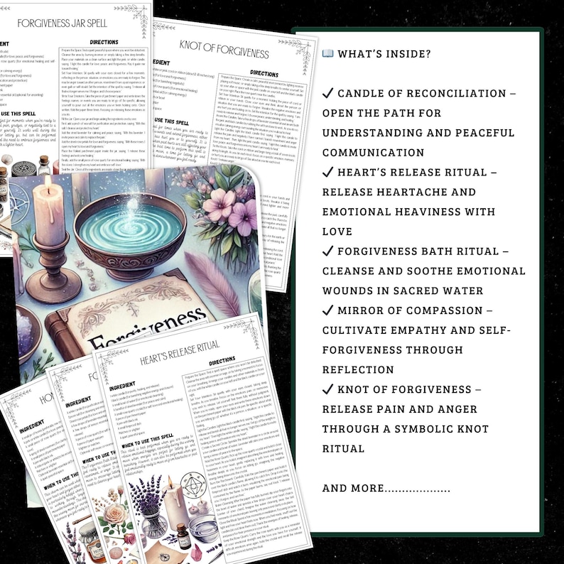 Forgiveness Spells Set | Healing Rituals, Grimoire Pages (Digital Download) image 4