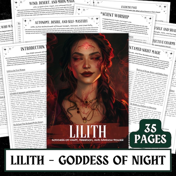 Lilith Goddess Guide Printable | Shadow Work, Witchcraft Grimoire (A4, A5, Letter)
