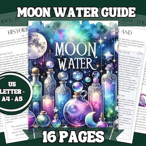 Ultimate Moon Water Magic Guide | Printable Workbook for Lunar Rituals & Spellcraft (US Letter, A4, A5 PDF) Printable Grimoire
