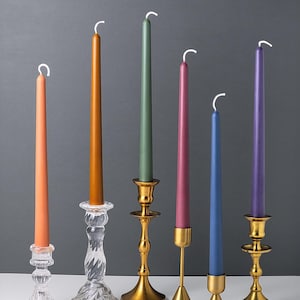 Rich Colored Taper Candles, Taper Candlesticks, Beeswax Soy Blend, Dripless, Unscented, Dinner Table Candle, Home Décor ( Set of 2 )