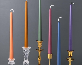 Handmade Dripless Taper Candles – Soy Beeswax, Unscented, Rich Color – Set of 2
