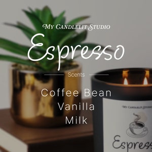 Espresso Scented Soy Candle: Coffee Bean Vanilla Cream Scent, Phthalate-Free Fragrance Oils Essential Oils Bild 5