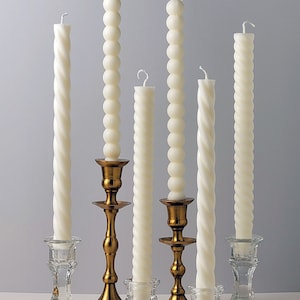 Undyed Taper Candles, Bubble Candle, Twisted Candle, Rope Spiral Candle, Thin Ribbed Candle, Table Candle, Home Decor, Wedding (Set of 2)
