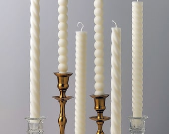 Undyed Taper Candles, Bubble Candle, Twisted Candle, Spiral Candle, Ribbed Candle, Soy+Beeswax, Table Candle, Home Decor, Wedding, Events