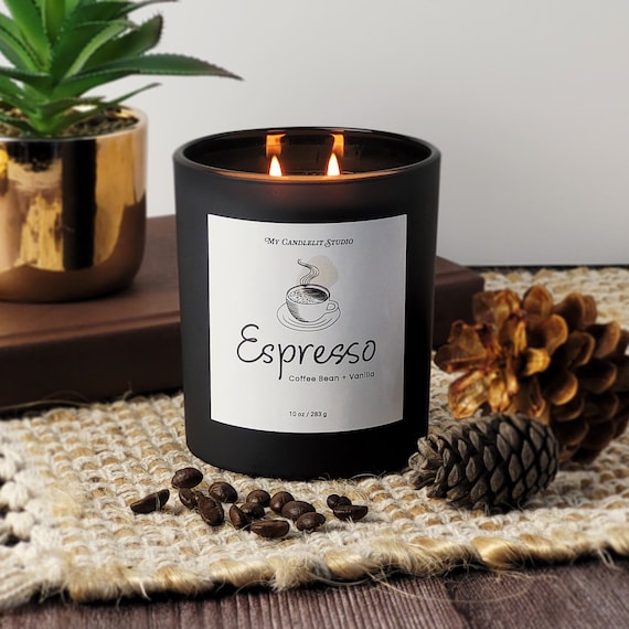 Espresso Scented Soy Candle: Coffee Bean Vanilla Cream Scent, Phthalate-Free Fragrance Oils Essential Oils