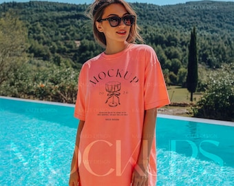 Outdoor Lifestyle T-Shirt Mockup Oversized Gildan Comfort Colors 1717 PNG