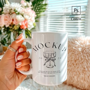 Mug Mockup Hand Held - Trendy 15oz  Coffee Cup Mockups | Realistic Ceramic Mug Template