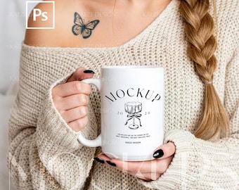 Mug Mockup 15oz - Hand Held Coffee Cup Canva Template & PSD