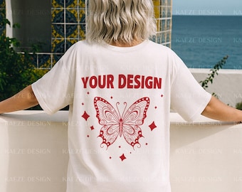 Oversized Bella Canvas 3001 Back View T-Shirt Mockup – Back Print Tee Shirt Mockups