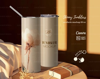 20oz Tumbler Mockup, PSD & Canva Template