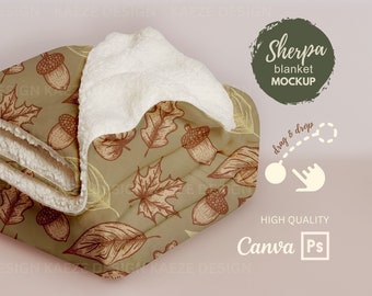 Sherpa Decke Mockup - Realistische PSD & Canva Vorlage