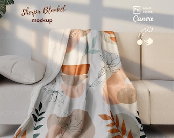 Mockup di coperta in pile Sherpa - Modello PSD Canva