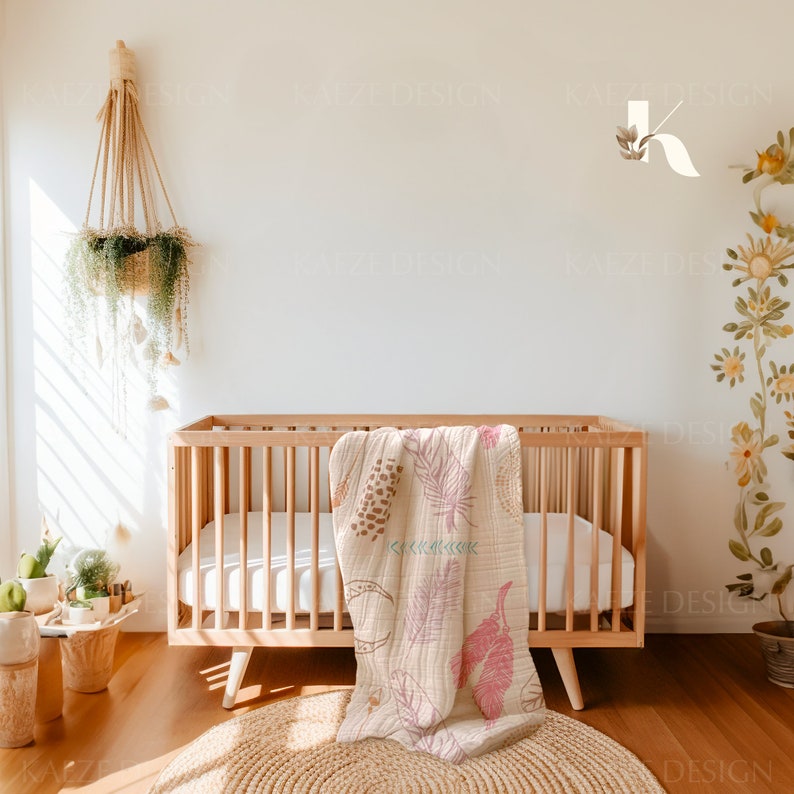 Muslin Blanket Mockup PSD and Canva, Muslin Baby Blanket Mockup Photoshop Canva Drag and Drop for Pattern Designer, Baby Blanket Mockups, Blanket Mockup Photoshop Smart Object, POD and Commercial Use
