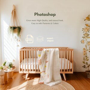 Muslin Blanket Mockup PSD and Canva, Muslin Baby Blanket Mockup Photoshop Canva Drag and Drop for Pattern Designer, Baby Blanket Mockups, Blanket Mockup Photoshop Smart Object, POD and Commercial Use