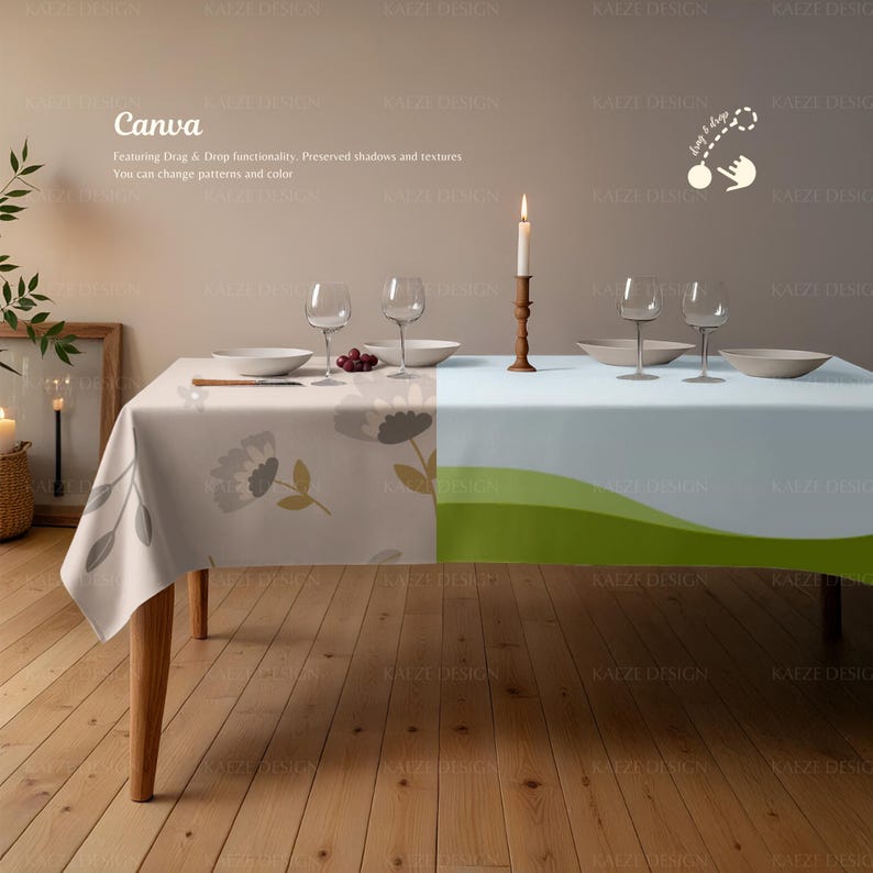 Boho Tablecloth Mockup: PSD & Canva Template - Etsy
