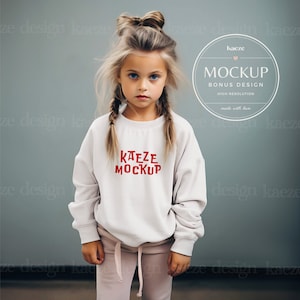 Witte sweater mockup bonusontwerp Gildan 18000B sweatshirt mockup jeugd Gildan 18000B sweater mockup peuters kindermodellen