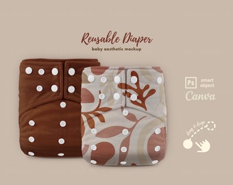 Reusable Cotton Diaper Mockup PSD Canva, Minimalist Baby Diaper Mockup, Aesthetic Mockups for Baby Shop Owners, Commercial Use Baby Mockups