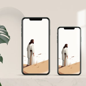 Jesus Illustration Phone Wallpaper | iPhone Wallpaper | Android Wallpaper | Aesthetic | Minimal | Illustration | Bible | Digital Download