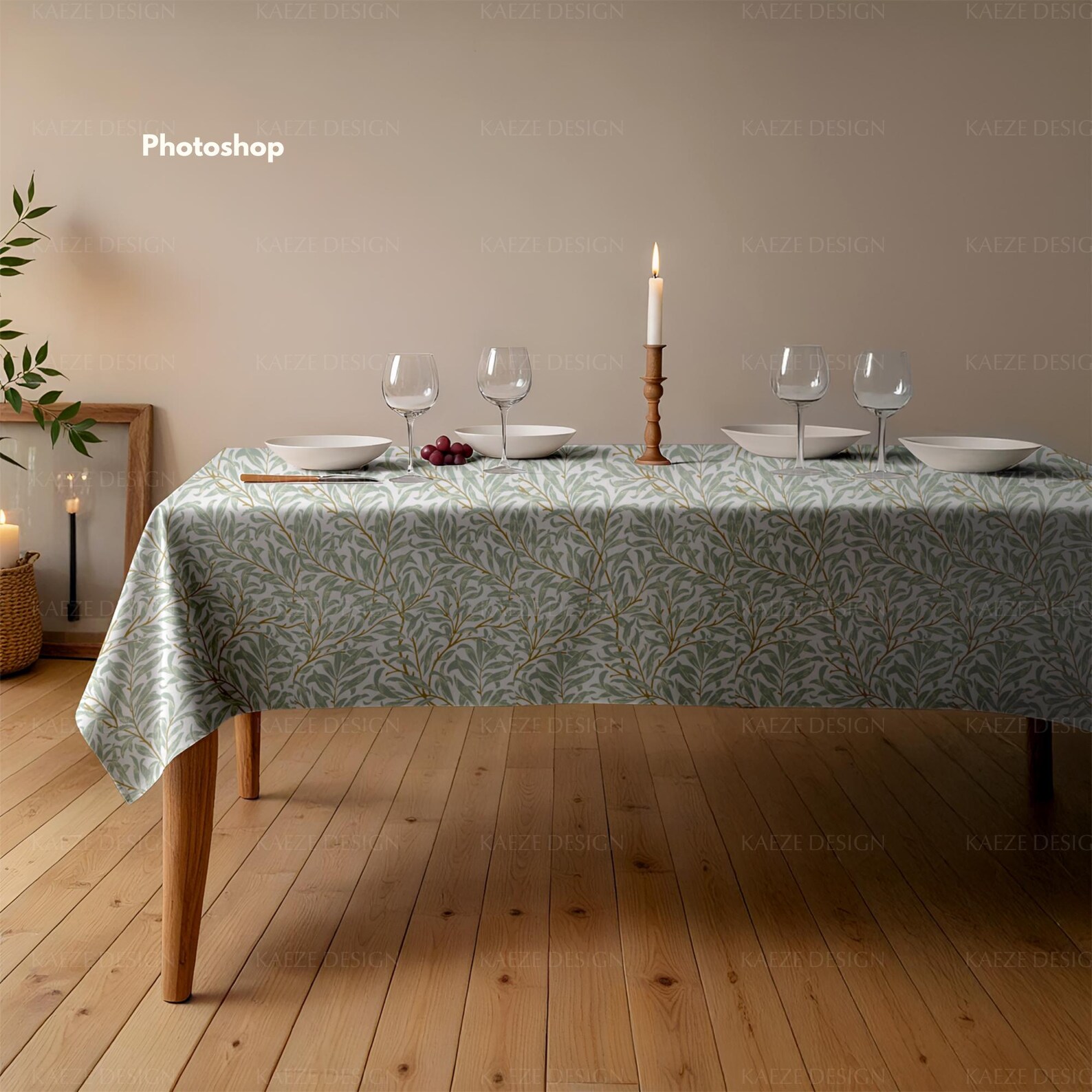 Boho Tablecloth Mockup: PSD & Canva Template - Etsy