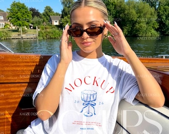 Oversized White Gildan Comfort Colors 1717 T-Shirt Mockup - Realistic Lifestyle Outdoor Scene