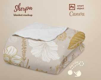 Maquette de couverture en sherpa : modèle PSD et Canva pour POD
