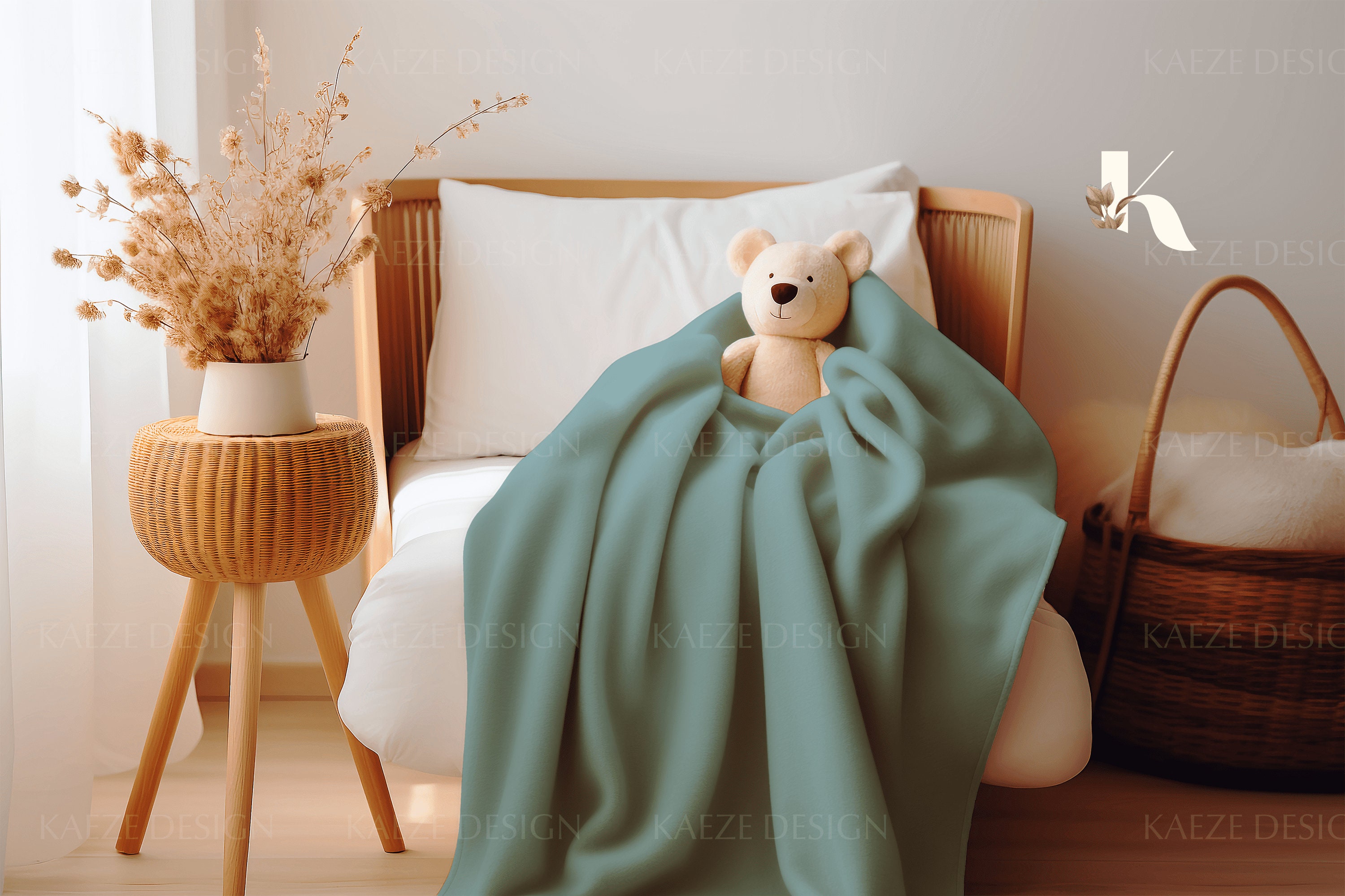 Boho Baby Blanket Mockup and Canva, Blanket Mockup PSD and