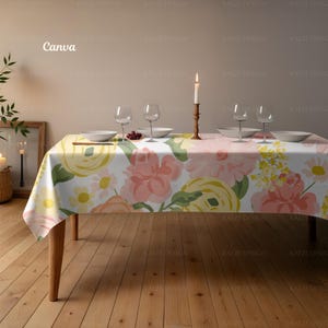 Boho Tablecloth Mockup: PSD & Canva Template - Etsy