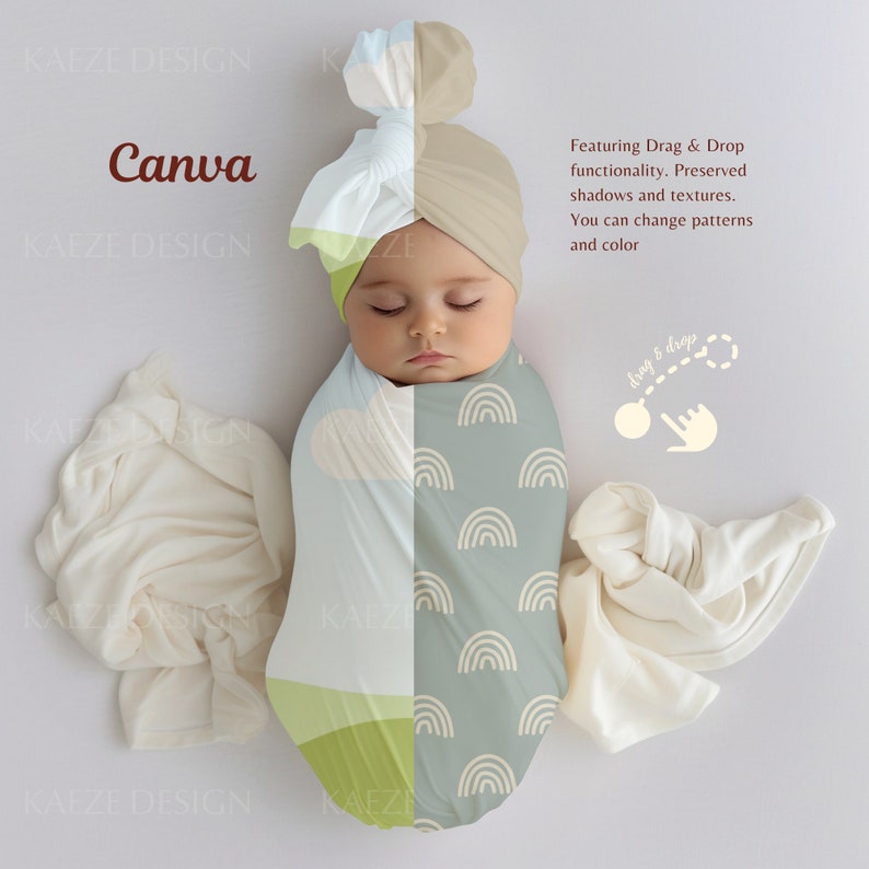 Baby Swaddle Blanket Mockup PSD Photoshop and Canva, Minimalist Boho Mockups Newborn Baby swaddle blanket mockups for POD & Commercial, Pattern Designers, Baby Product Sellers, Baby Blanket Photoshop Mockup, Baby blanket PSD, Baby mockup