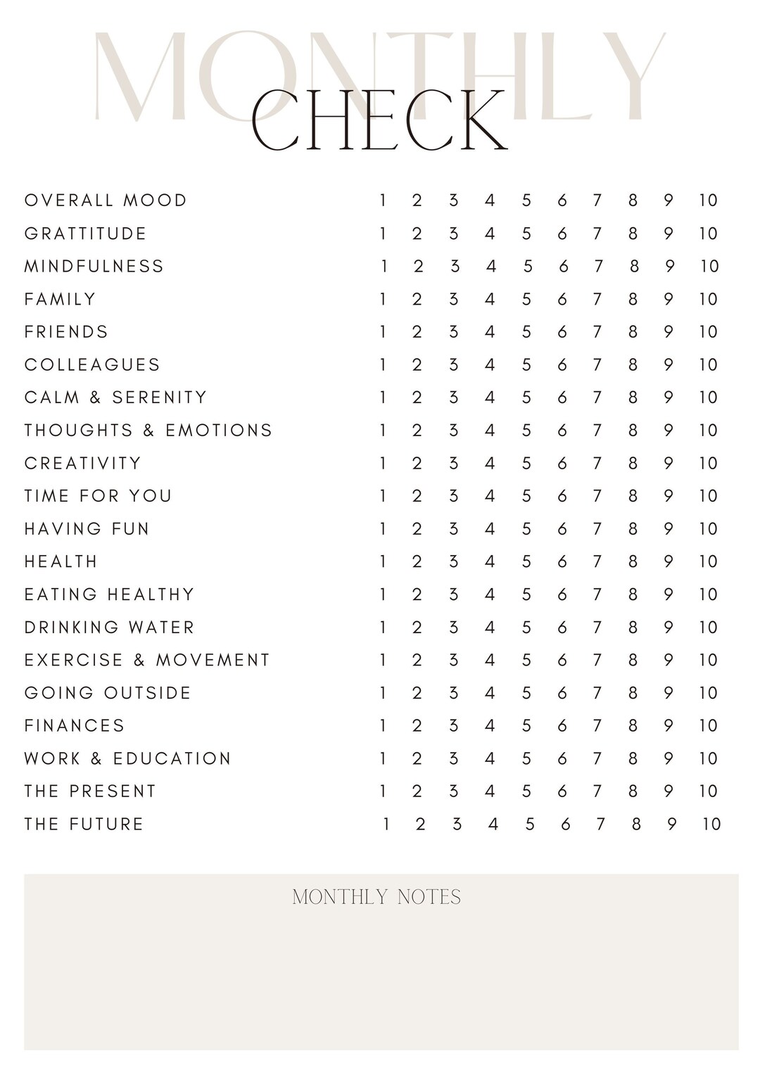 Monthly Check Table Monthly Check - Etsy