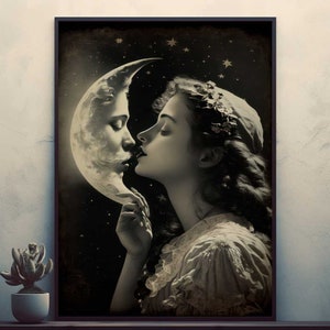 Kiss the moon   Posters Prints Wall Art Modern Home Room Bar Decor Painting  Unframed