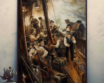 Musicians in the Titanic   Vintage Posters Prints Wall Art Modern Home Room Bar Decor Painting  Unframed