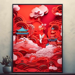 Kirigami   Posters Prints Wall Art Modern Home Room Bar Decor Painting  Unframed