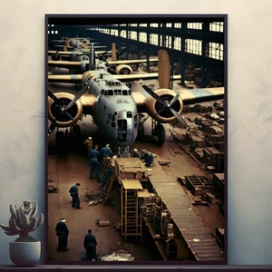 Plane assembly   Vintage Posters Prints Wall Art Modern Home Room Bar Decor Painting  Unframed