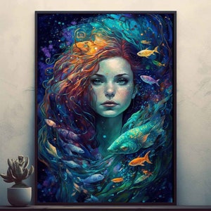 The mermaid Posters Prints Wall Art Modern Home Room Bar Decor Painting  Unframed