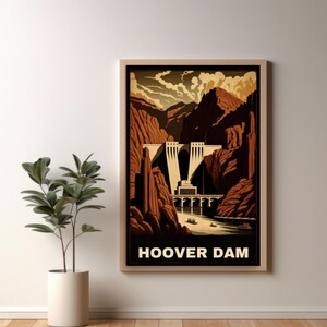 Hoover Dam   Travel Poster Posters Prints Wall Art Modern Home Room Bar Decor Painting  Unframed