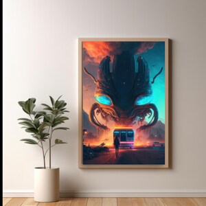 Alien invasion   Posters Prints Wall Art Modern Home Room Bar Decor Painting  Unframed