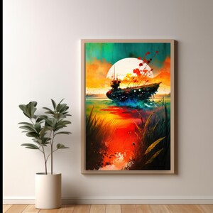 Sunset   Beautiful Nature Posters Prints Wall Art Modern Home Room Bar Decor Painting  Unframed