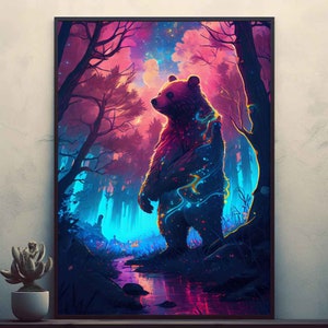 Bear Lightend   Posters Prints Wall Art Modern Home Room Bar Decor Painting  Unframed