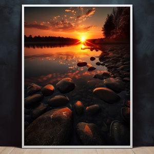 Sunset Posters Prints Wall Art Modern Home Room Bar Decor Painting Unframed