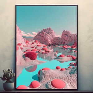 Pink Planet   Posters Prints Wall Art Modern Home Room Bar Decor Painting  Unframed