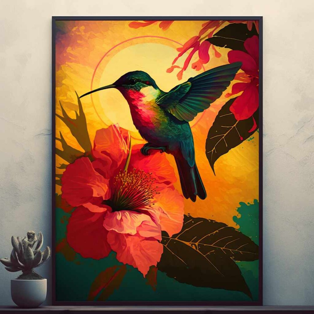 Dadaism art of hummingbird posters prints wall art modern home room bar