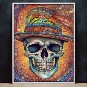Vibrant skull Posters Prints Wall Art Modern Home Room Bar Decor Painting Unframed