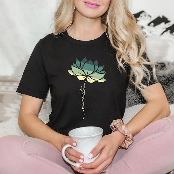 Lotus Flower Namaste Yoga shirt, Lotus Flower T-Shirt, Botanical Shirt, Yoga Shirt, Namaste Shirt, Yoga Teacher Gift, Yoga Lover, Yogi Gifts