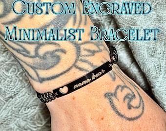 Custom Engraved Stainless Steel Micro Paracord Bracelet – Personalized Minimalist Jewelry