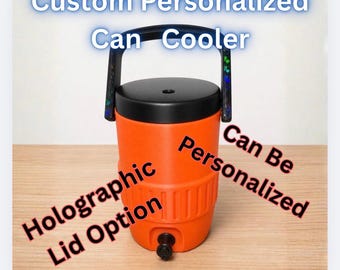Enfriador de latas personalizado de 355 ml / Impreso en 3D, nombre en resina UV, opción de tapa holográfica.
