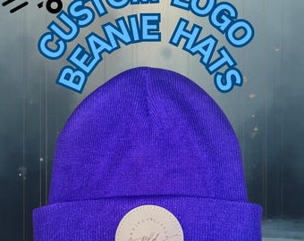 Custom Logo Leather Patch Beanie Hat - Customized & Engraved
